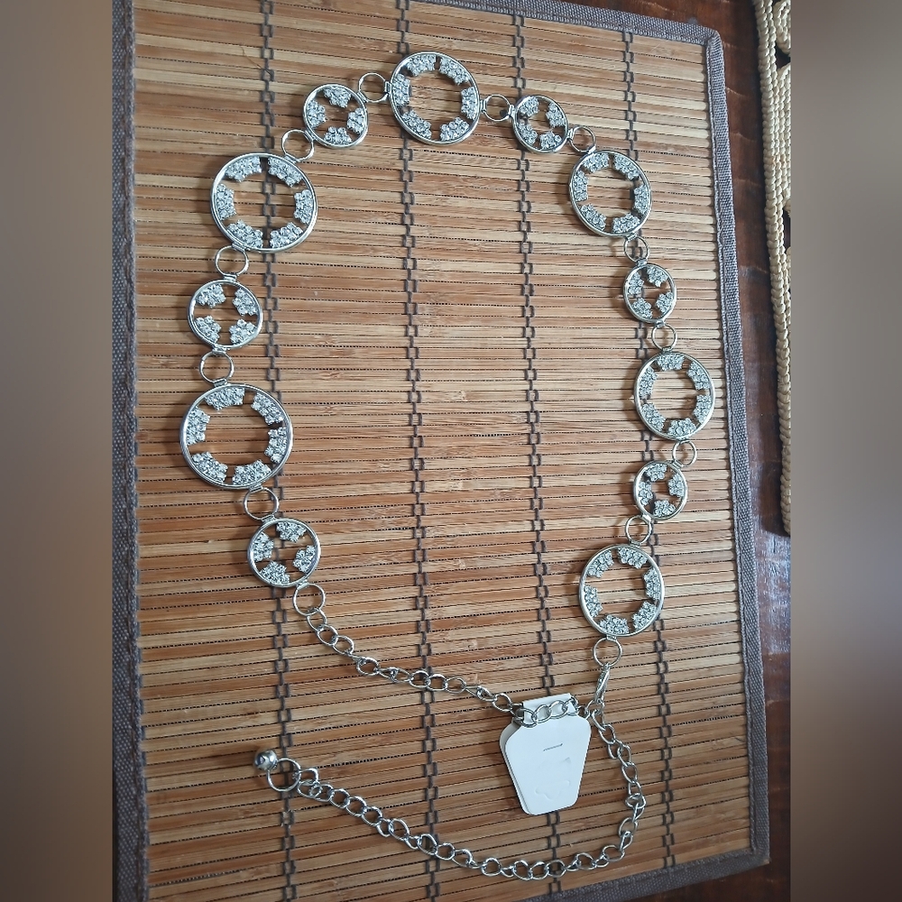 Silver Rhinestone Circle Belt